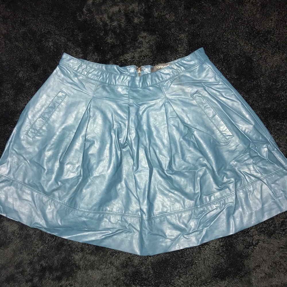 Turquoise Faux Leather Mini Skirt